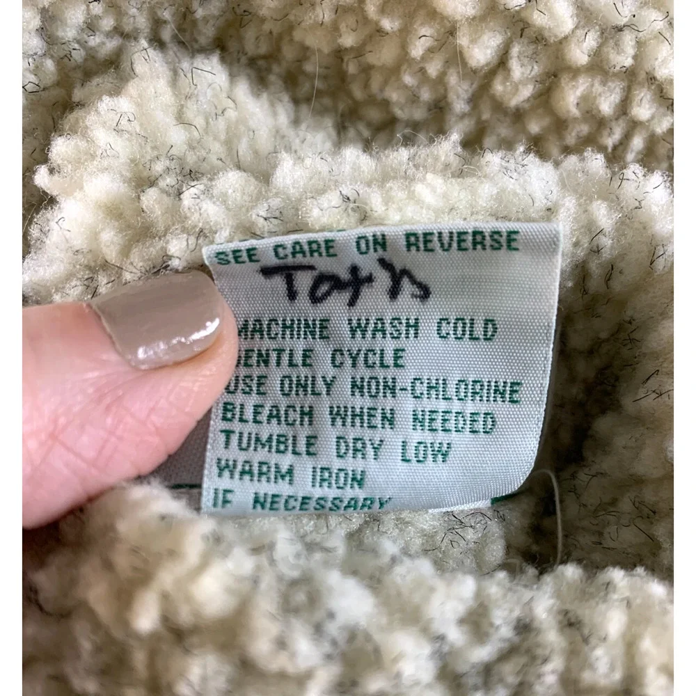 Vintage Haband Women Oversized‎ Sherpa Button Jacket Sz XL Cottage Folk Rustic